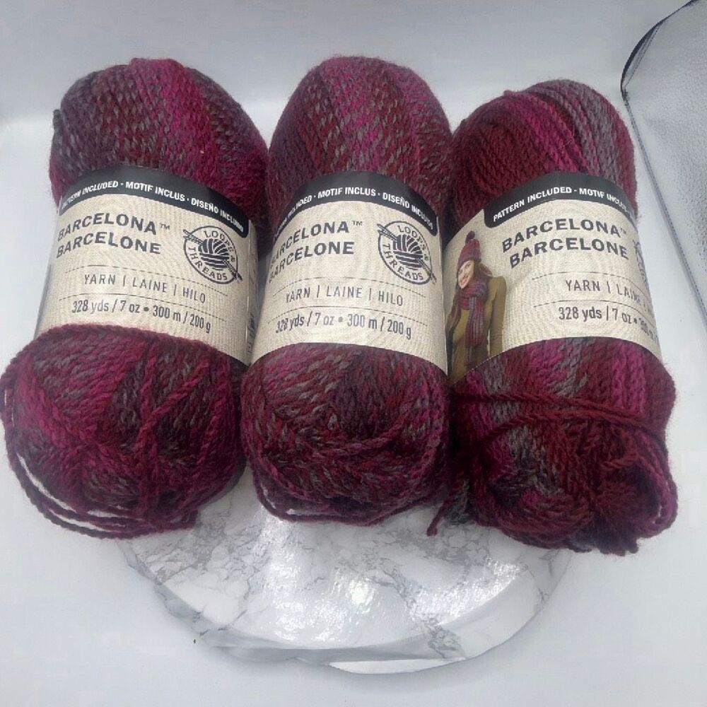 BARCELONA Acrylic “Heartbeat” Color Yarn- 3 Skeins NEW!